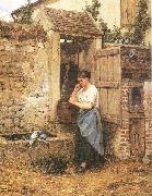 Mosler, Henry Peasant Girl and Doves painting